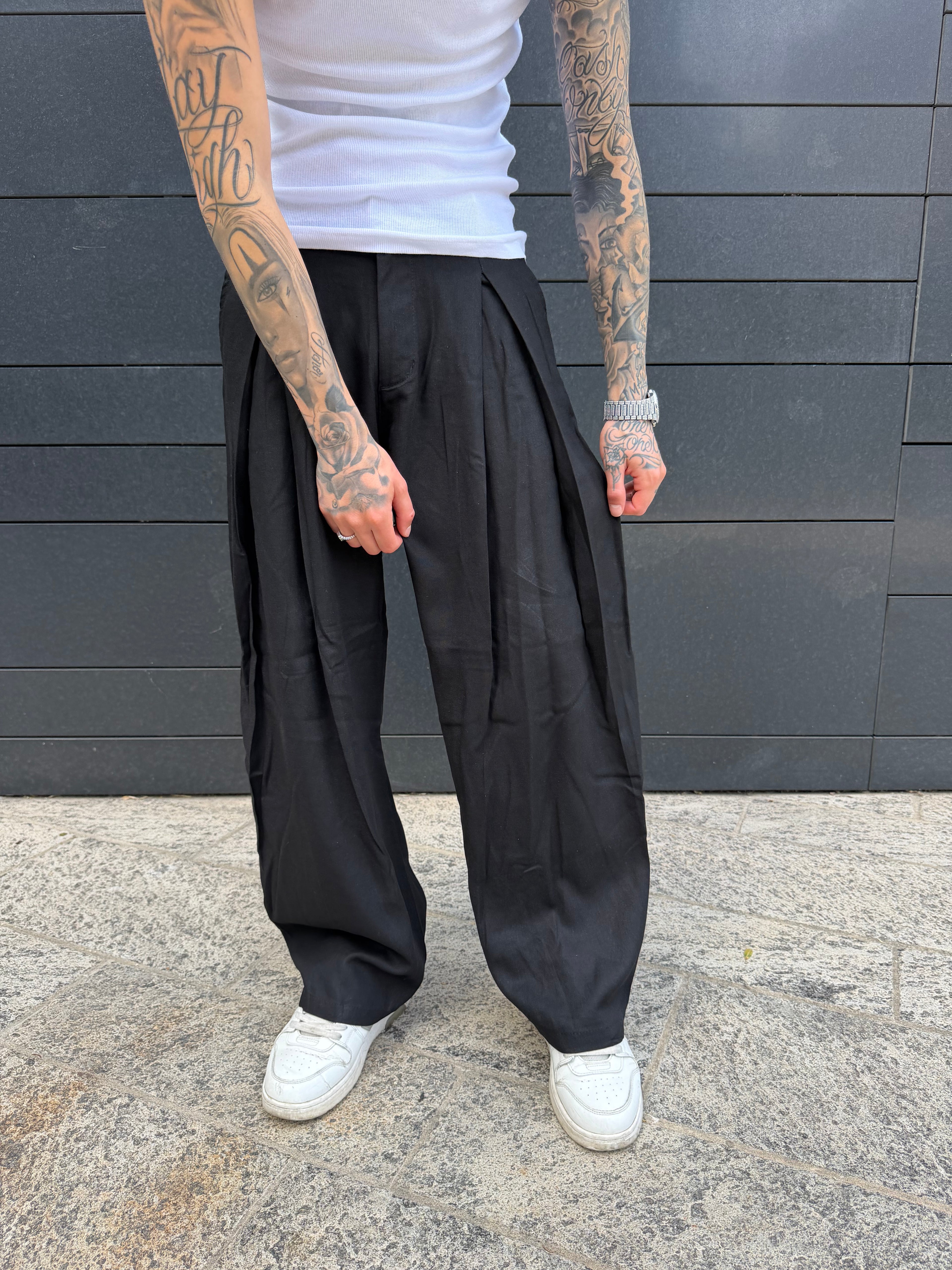 Pantalone Balloon lino - black