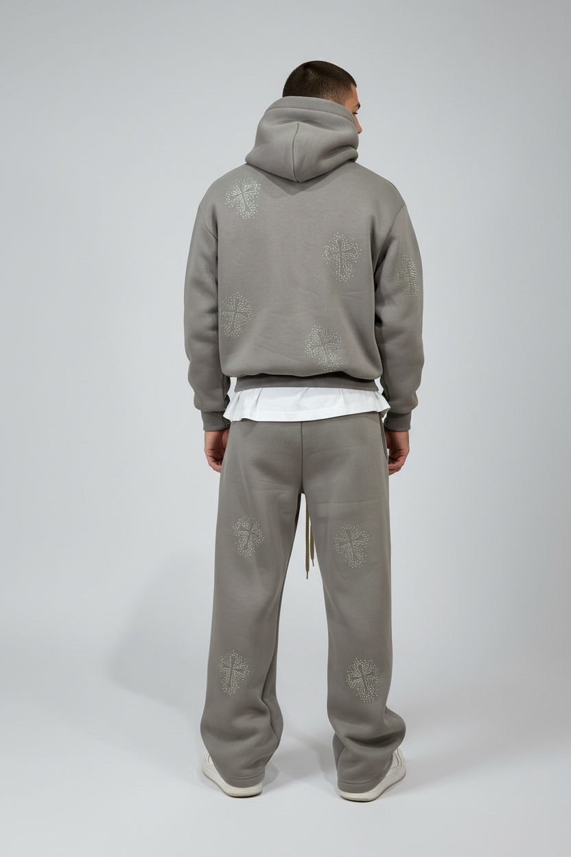 Completo Hoodie & Joggers "Gothic Cross" – Grey Edition