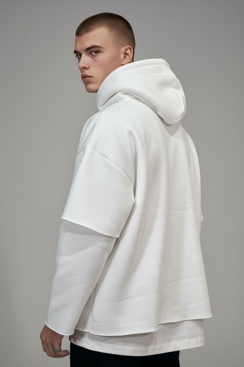 Hoodie Oversize "Double Layer" - White