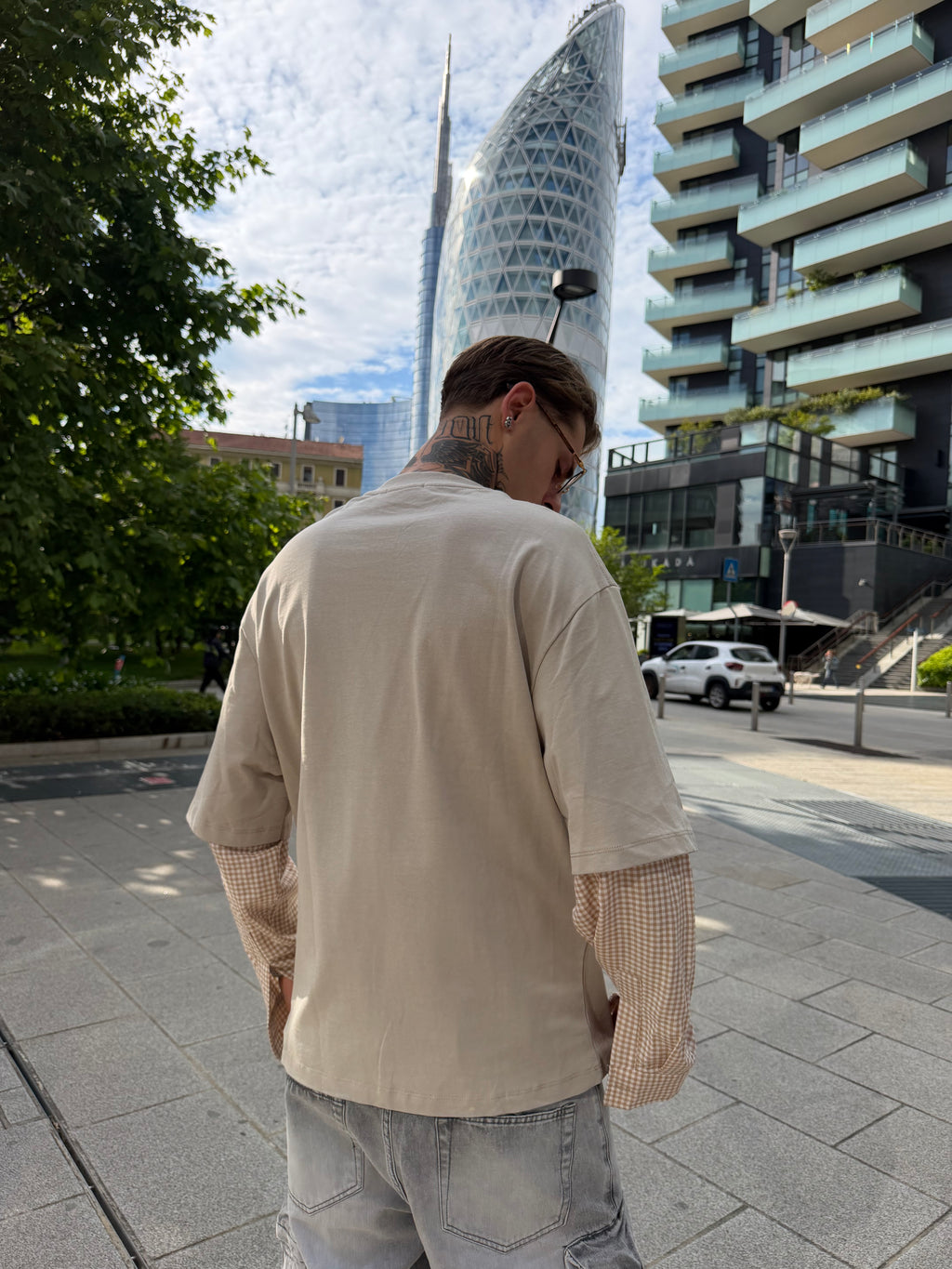 T-shirt camicia long sleeve - beige