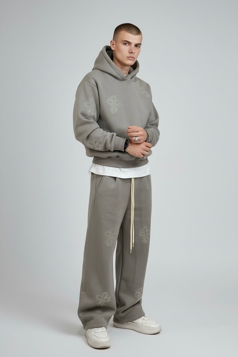 Completo Hoodie & Joggers "Gothic Cross" – Grey Edition