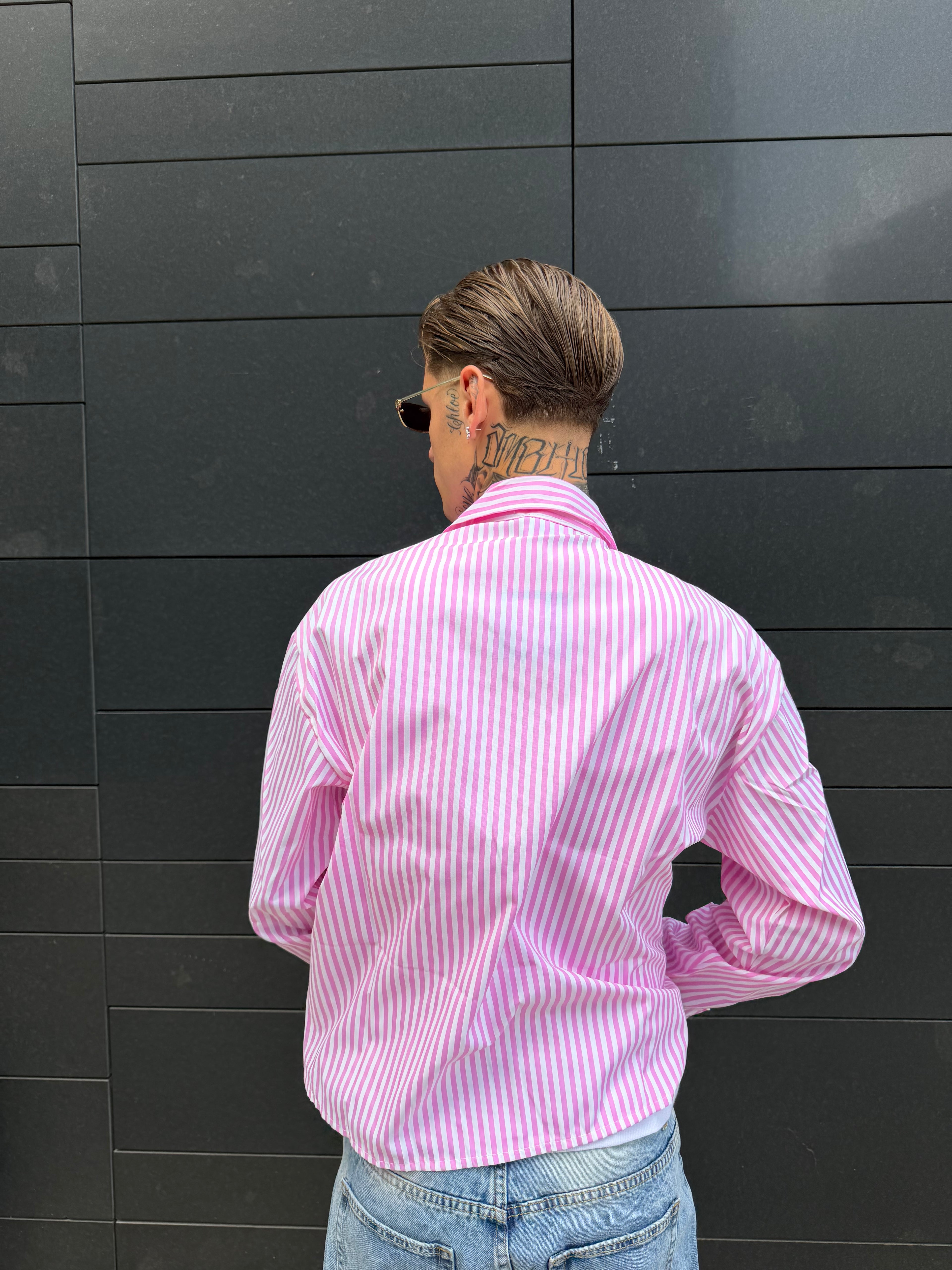 Camicia Crop a righe - Pink