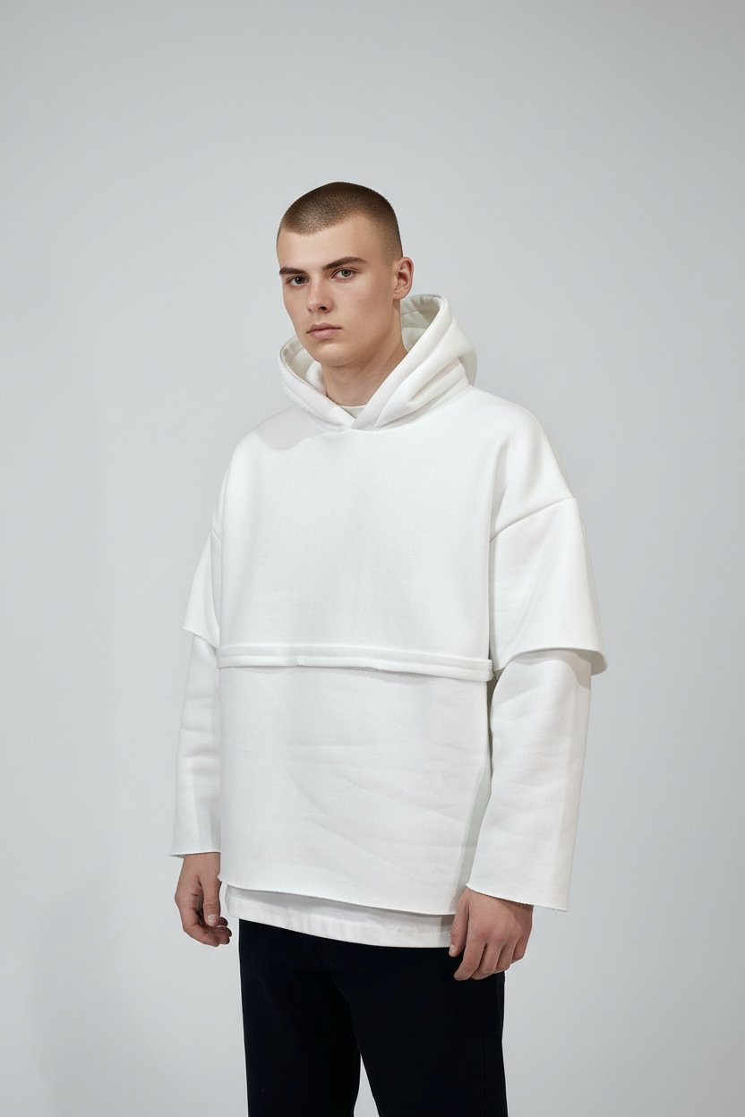 Hoodie Oversize "Double Layer" - White