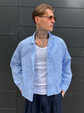 Camicia Crop a righe - blue