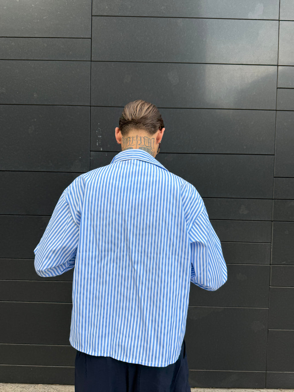 Camicia Crop a righe - blue