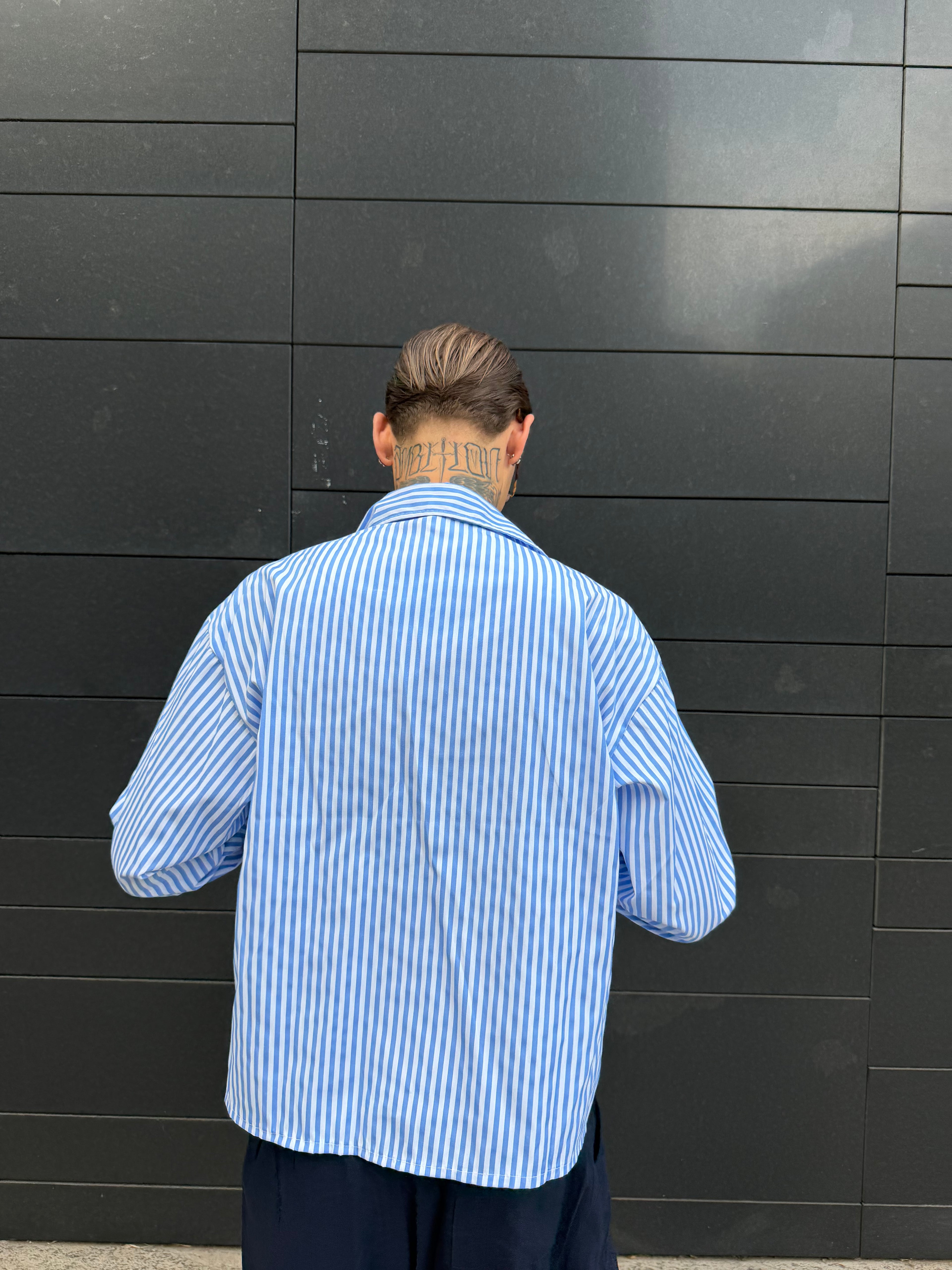 Camicia Crop a righe - blue