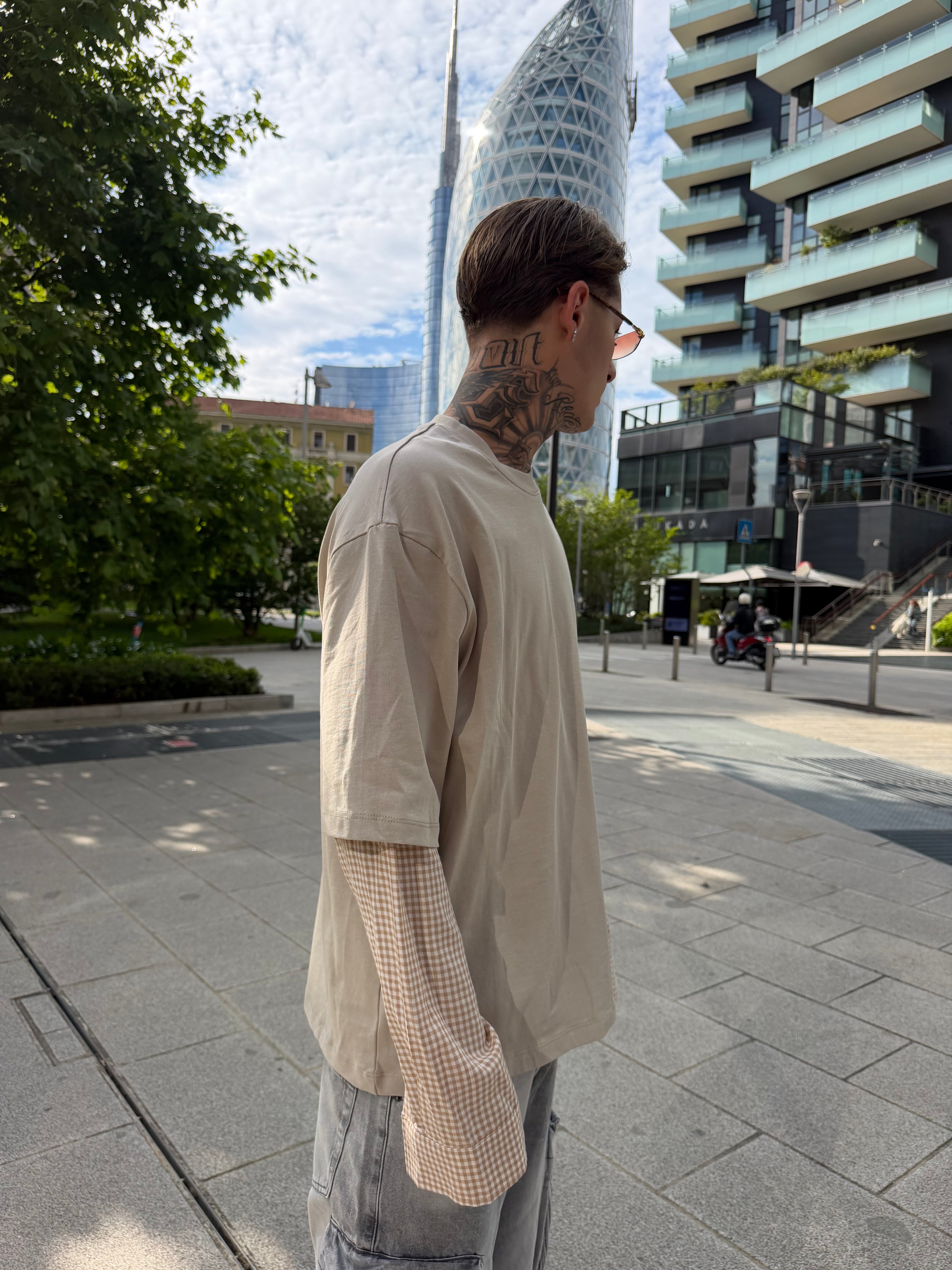 T-shirt camicia long sleeve - beige
