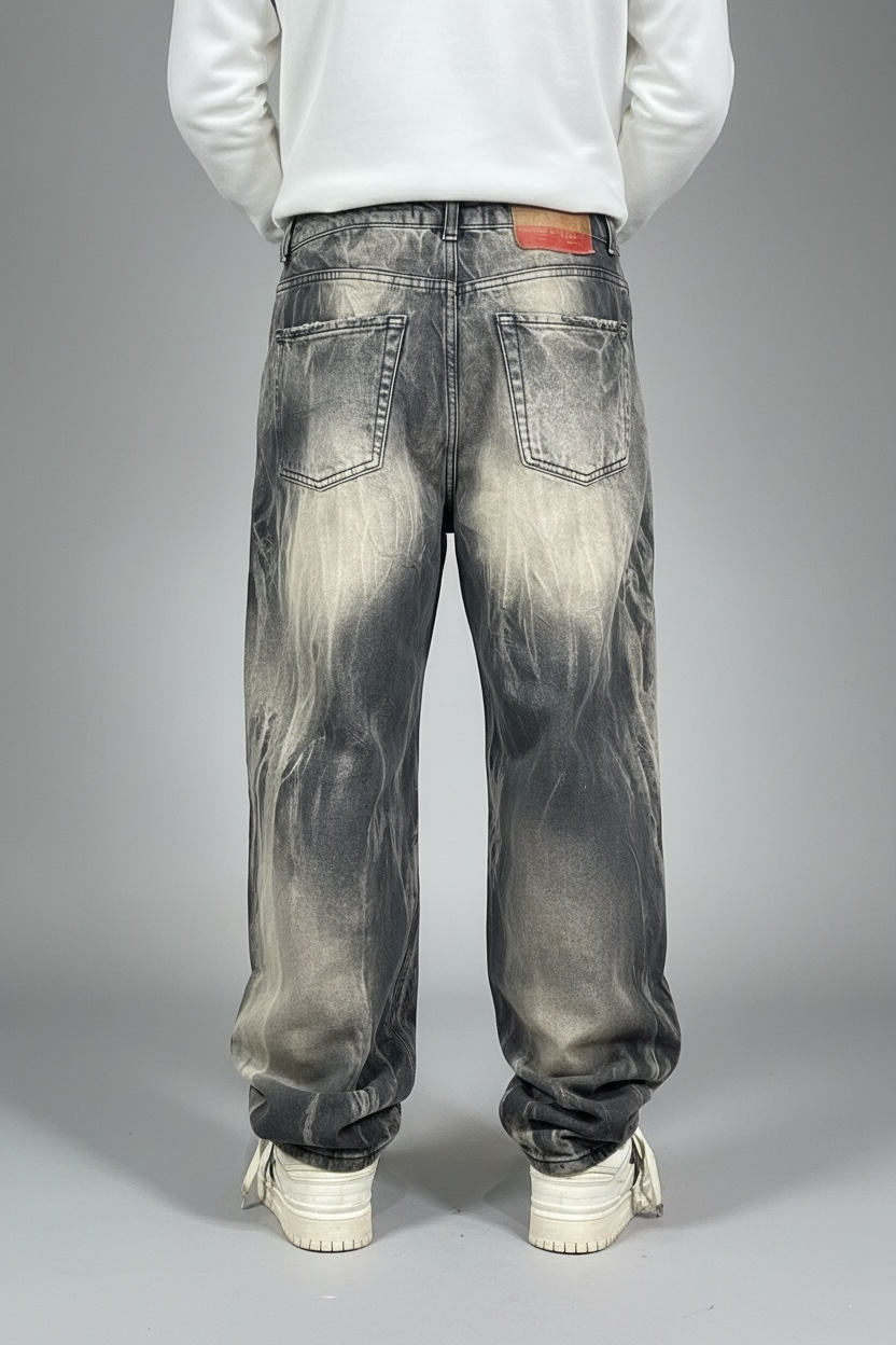 Jeans wide leg sabbiato