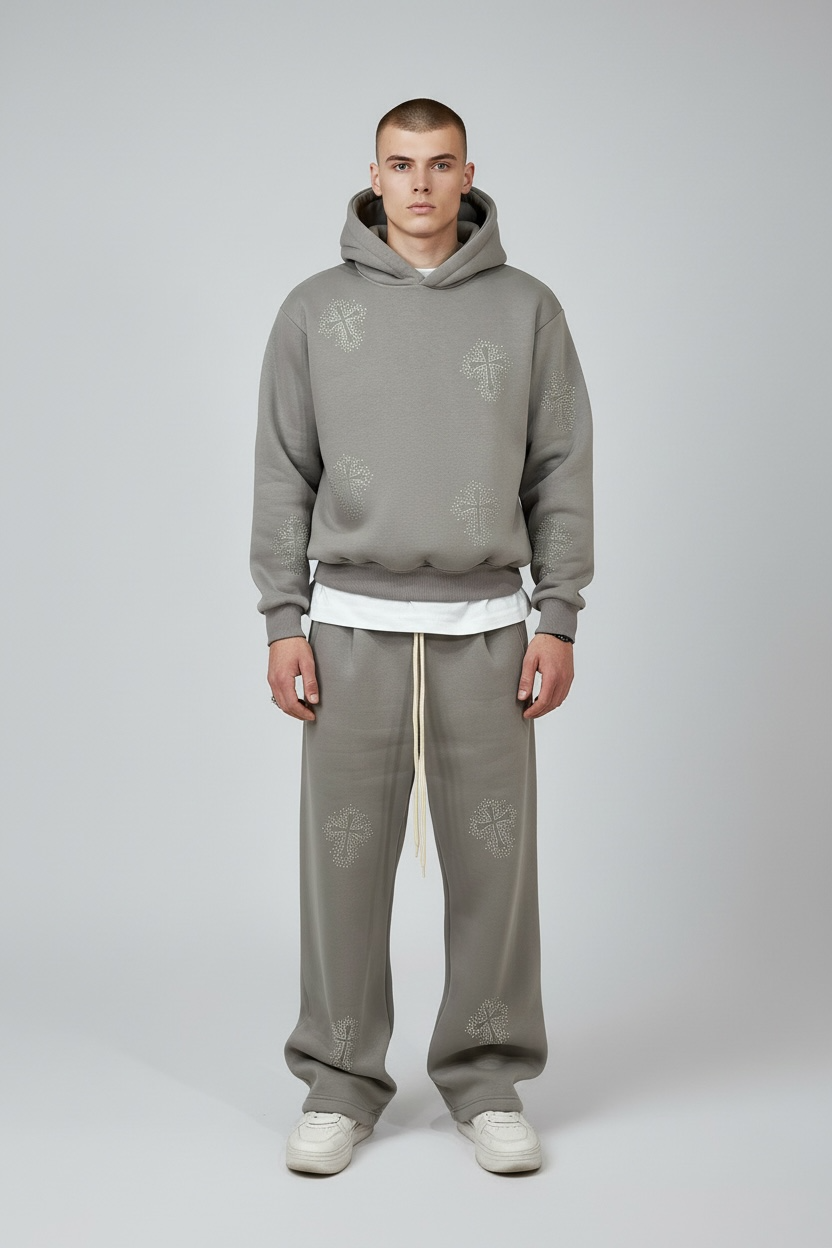 Completo Hoodie & Joggers "Gothic Cross" – Grey Edition