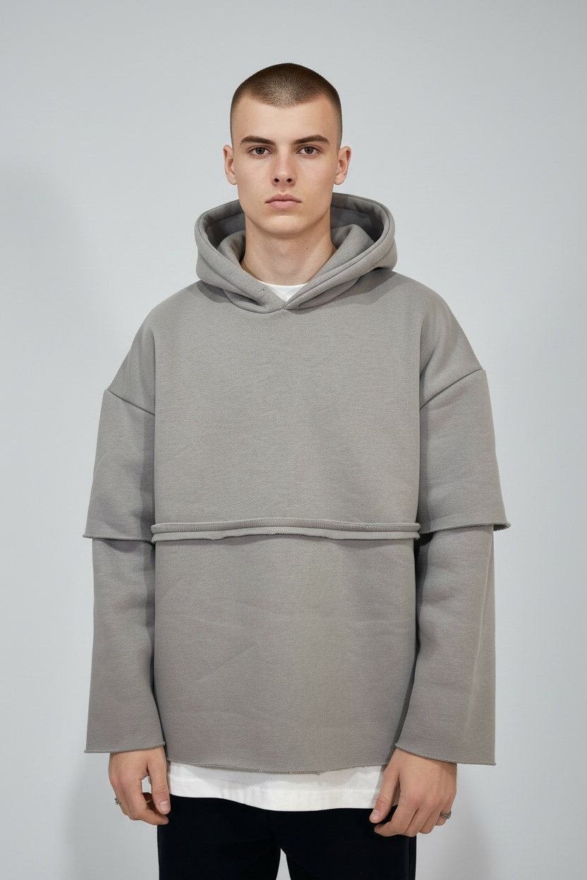 Hoodie Oversize "Double Layer" - Grey