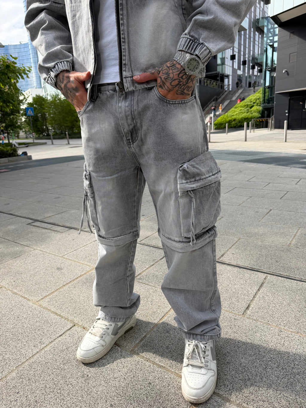Coordinato Cargo Jeans - Grey