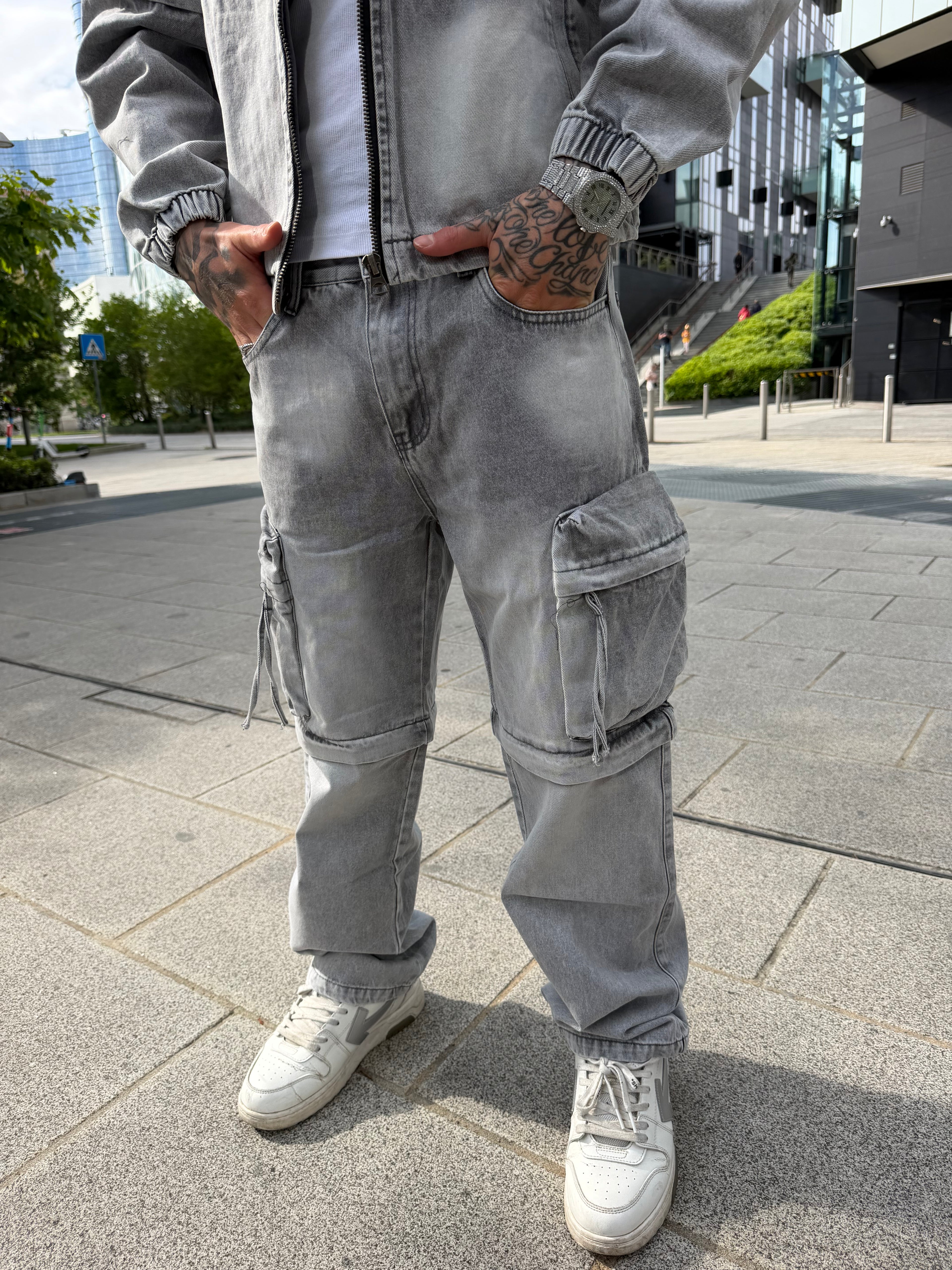 Coordinato Cargo Jeans - Grey