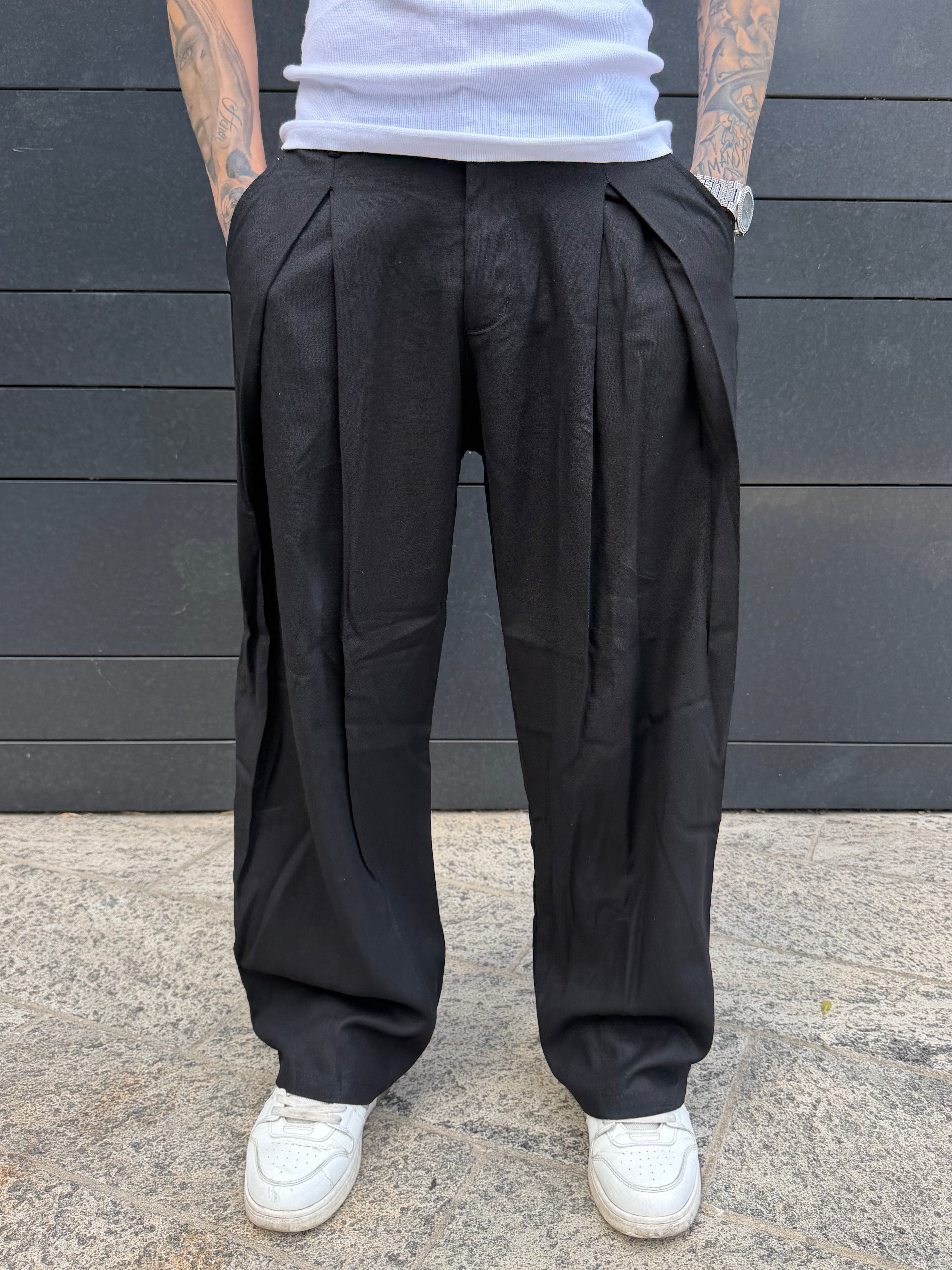 Pantalone Balloon lino - black