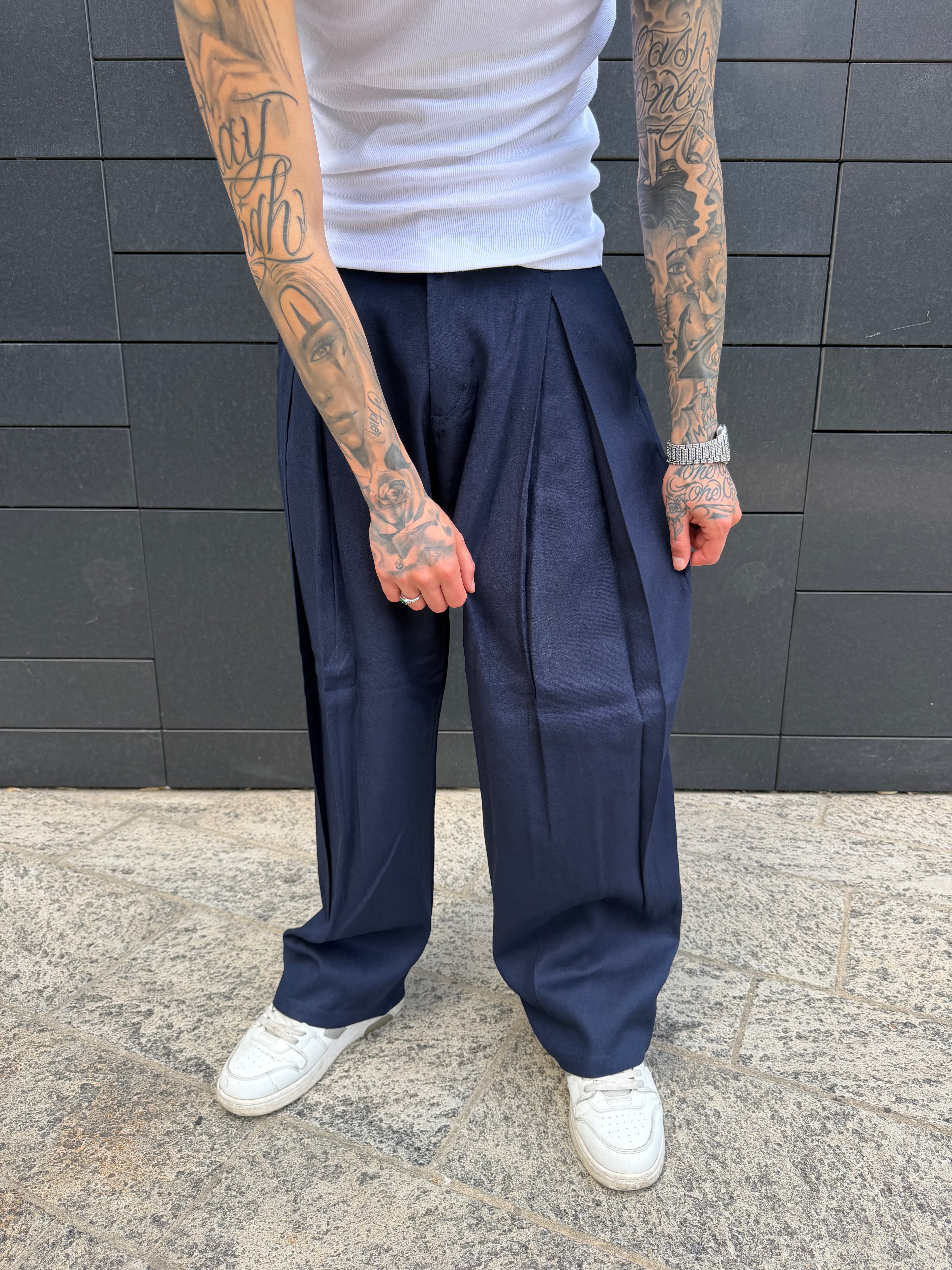 Pantalone Balloon lino - blue