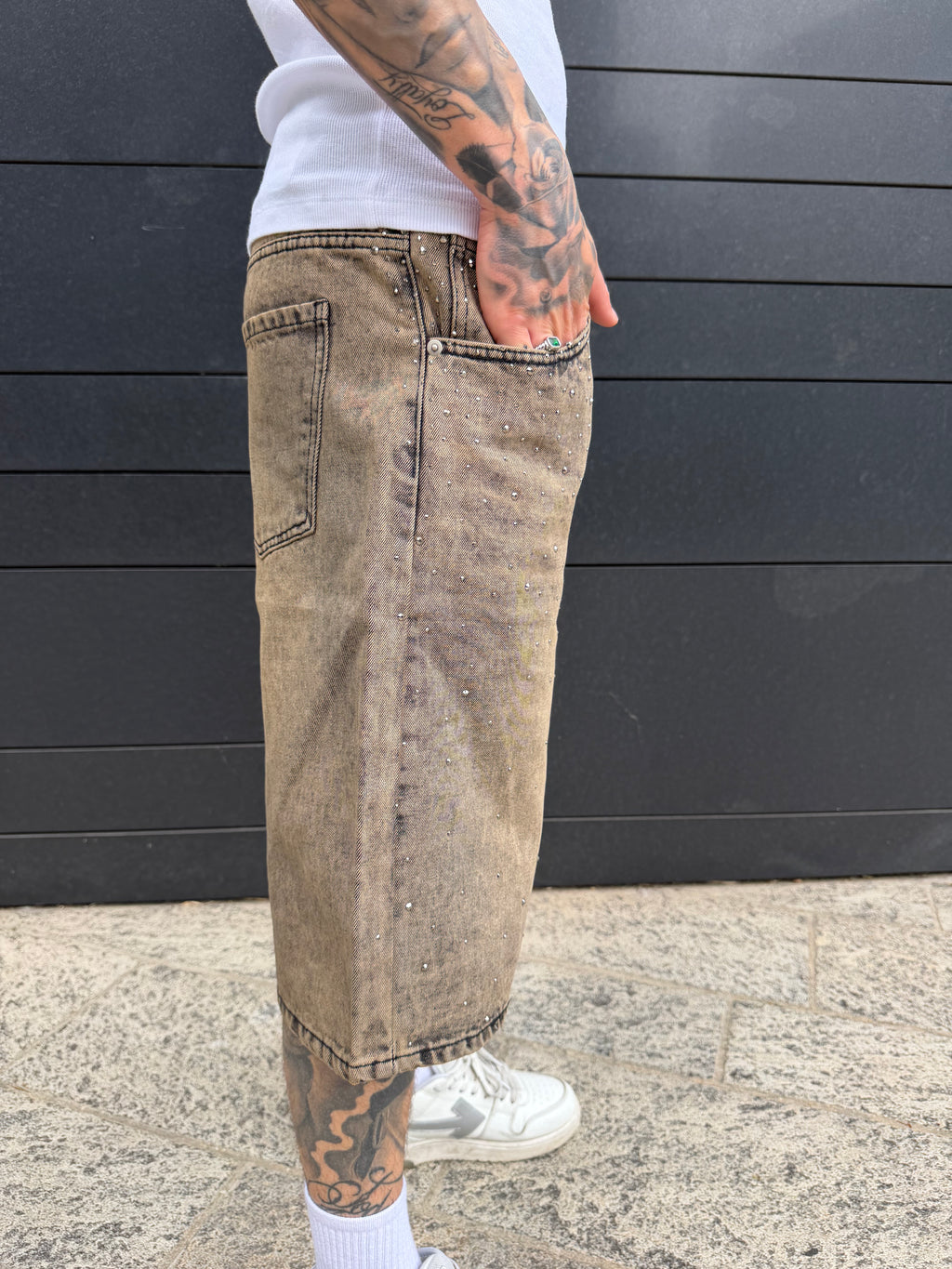 Jeans baggy strass - sabbiato