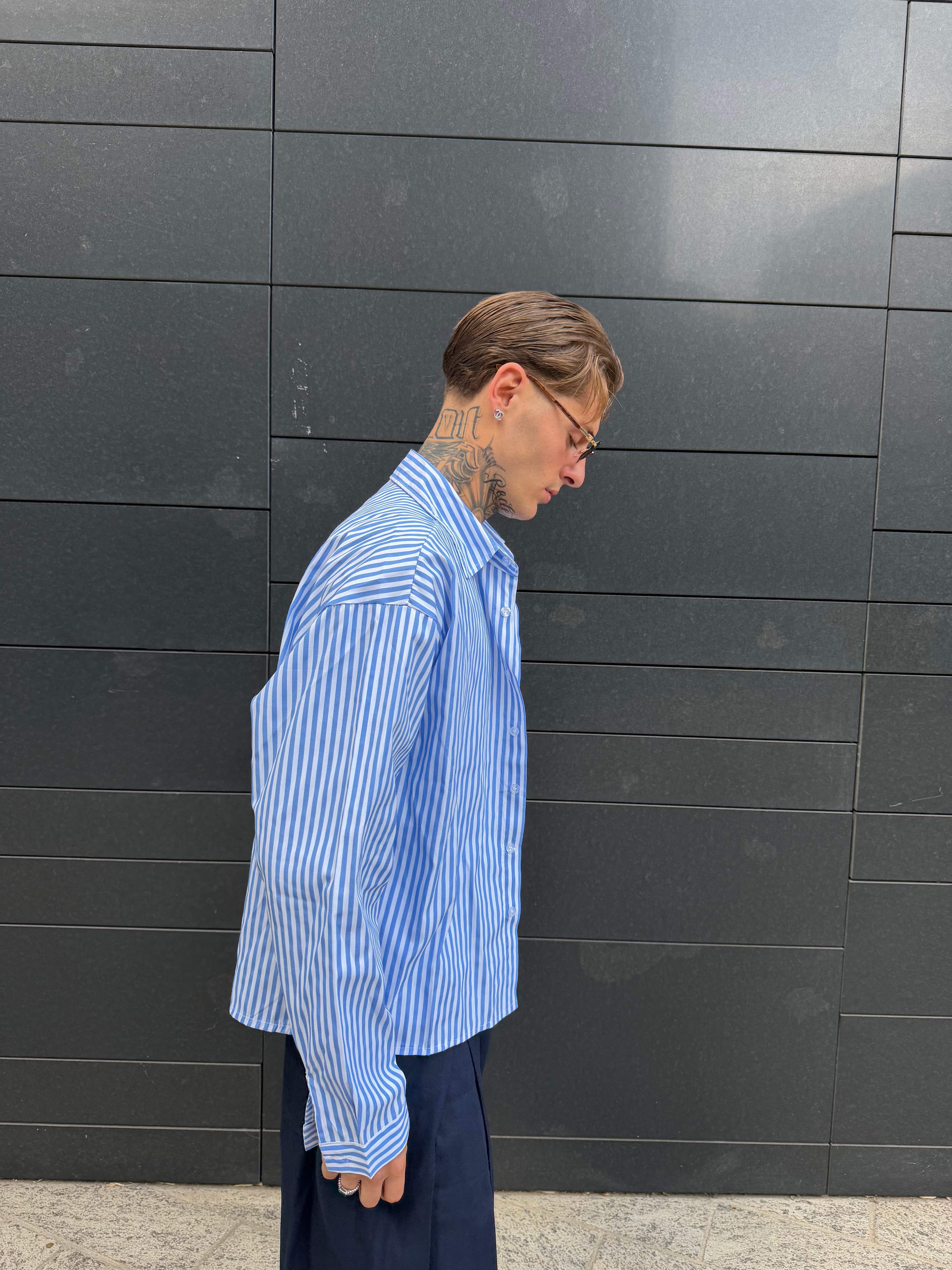 Camicia Crop a righe - blue