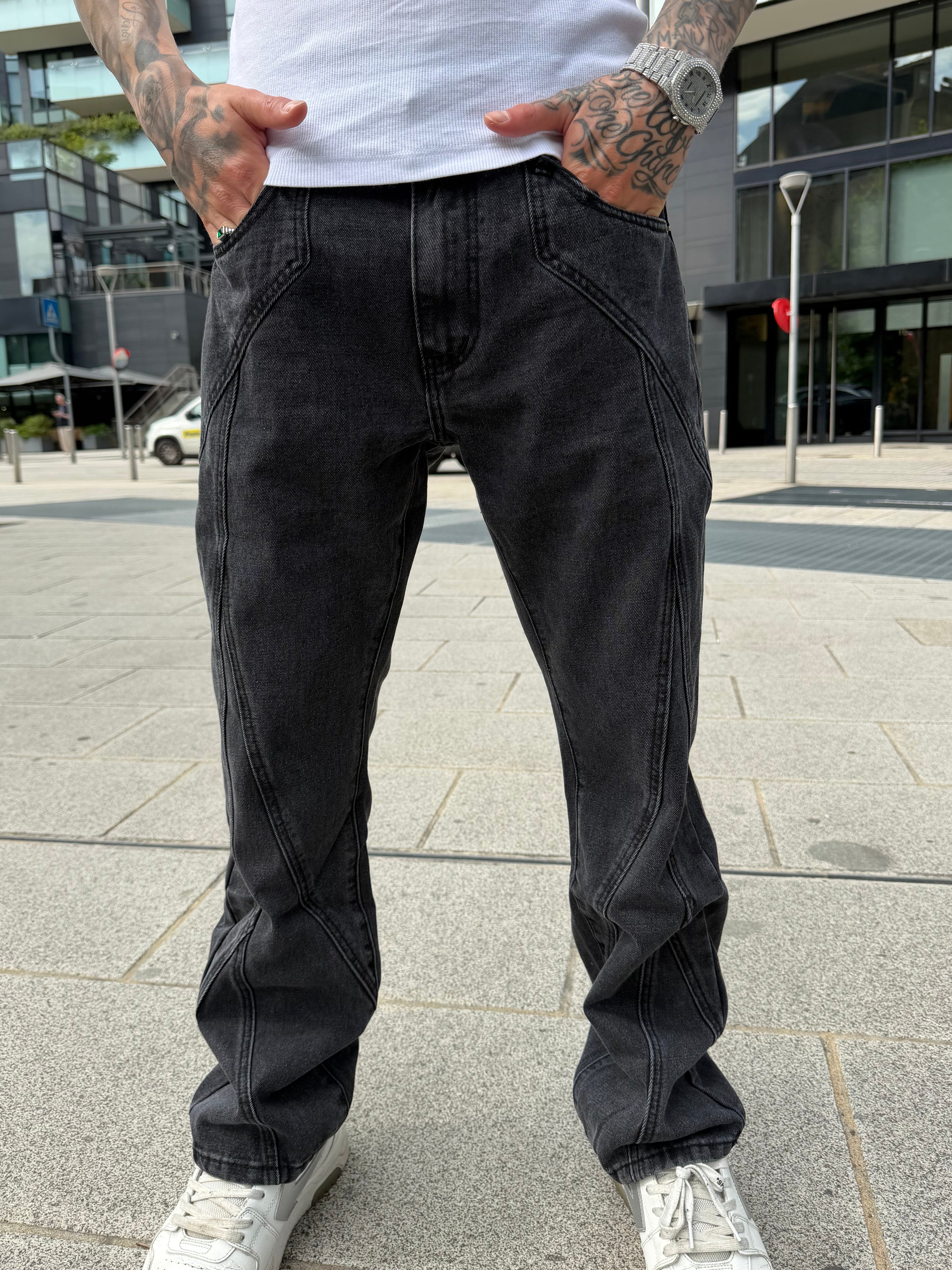 Jeans regular flared - black