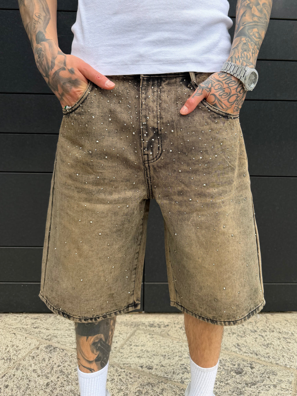 Jeans baggy strass - sabbiato