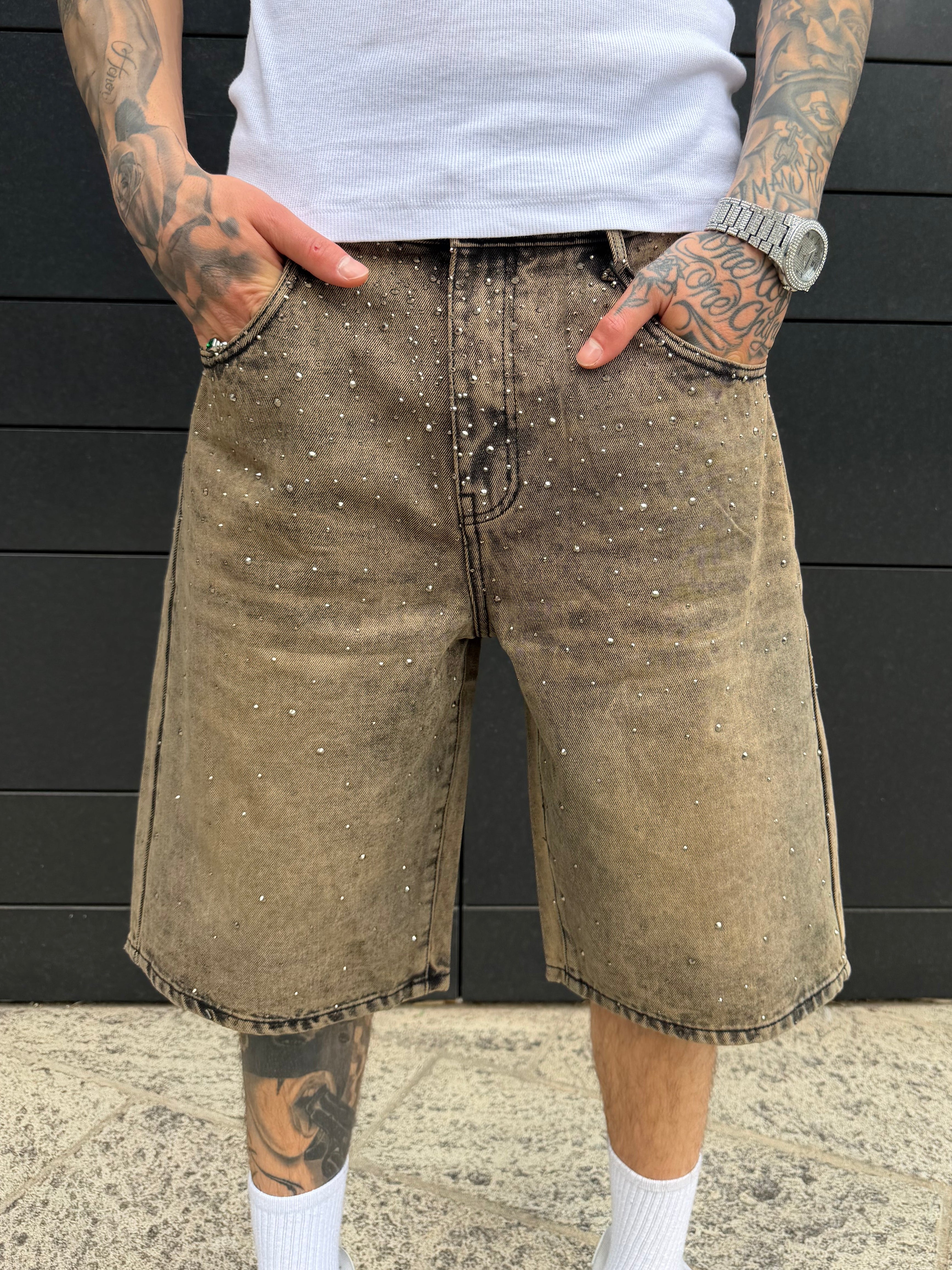 Jeans baggy strass - sabbiato