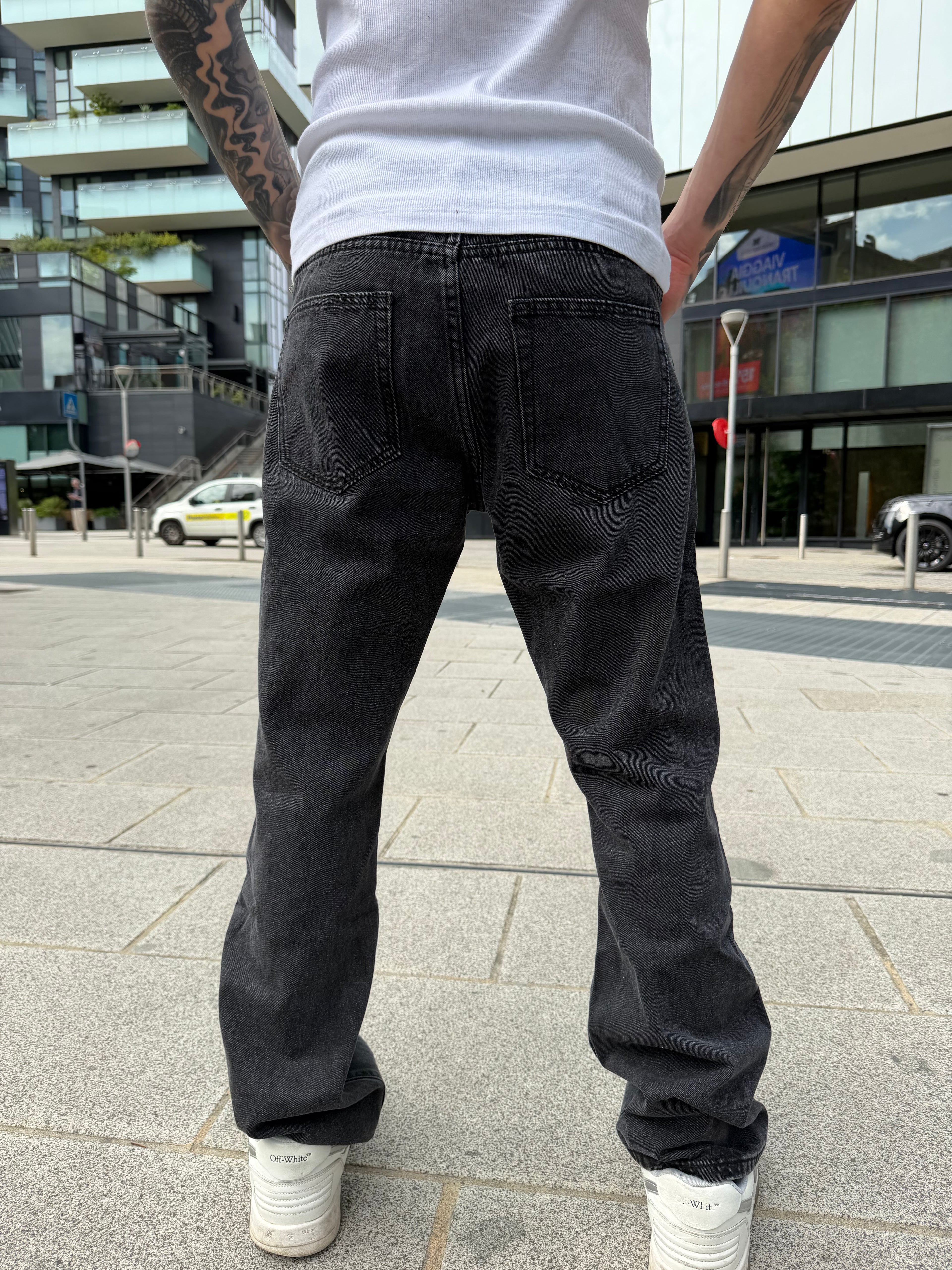 Jeans regular flared - black