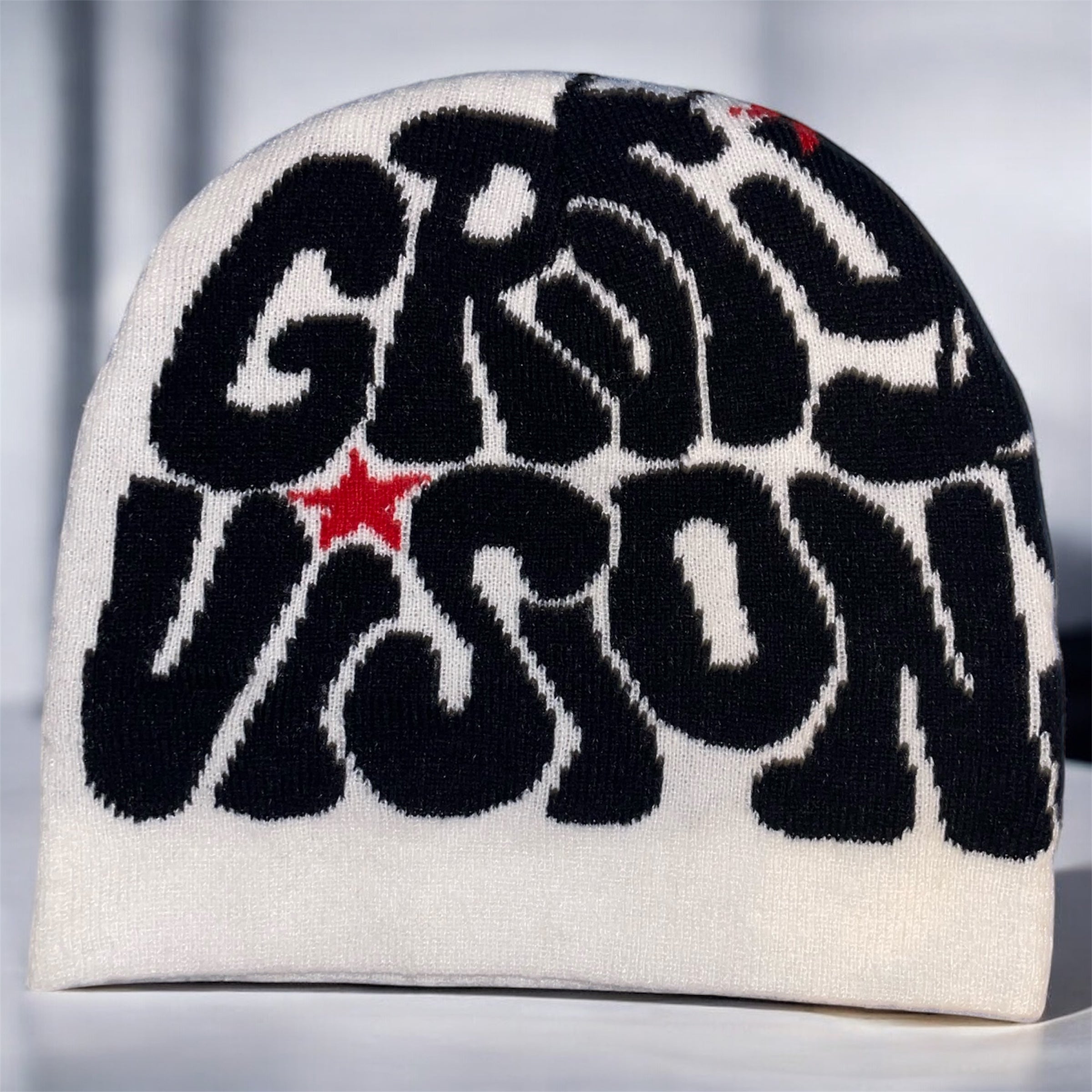 Beanie Grvty Visions - White & Black