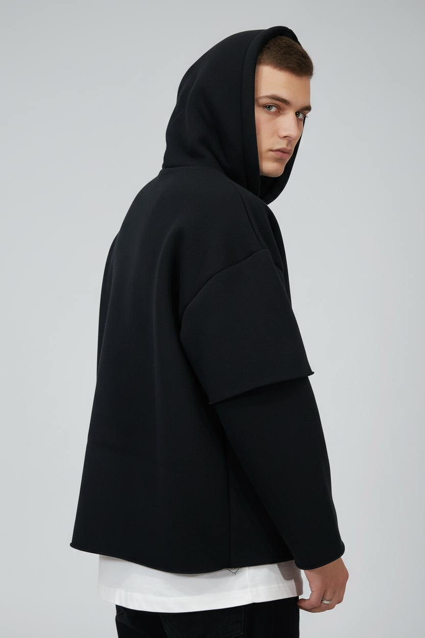 Hoodie Oversize "Double Layer" - Black