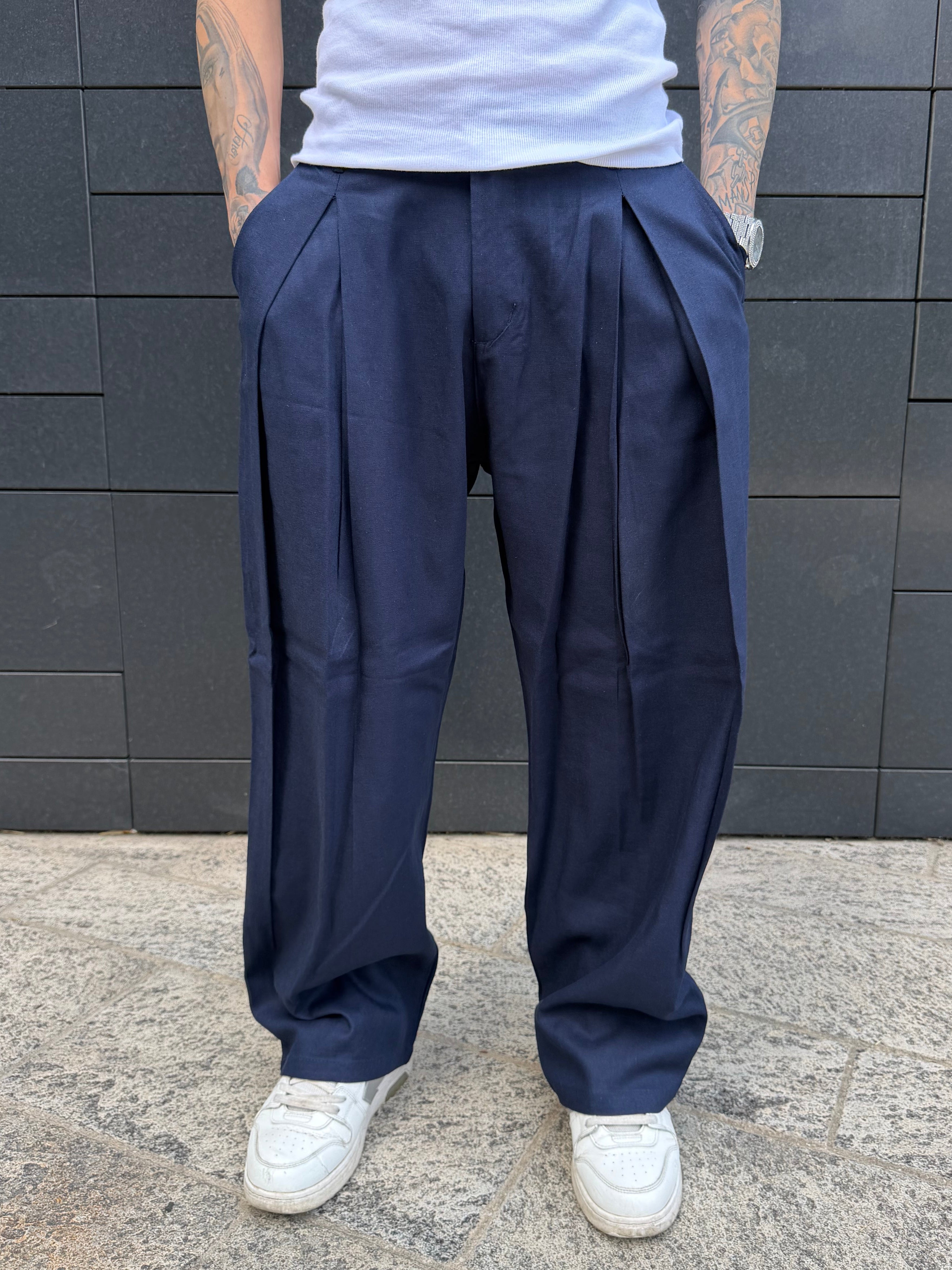 Pantalone Balloon lino - blue
