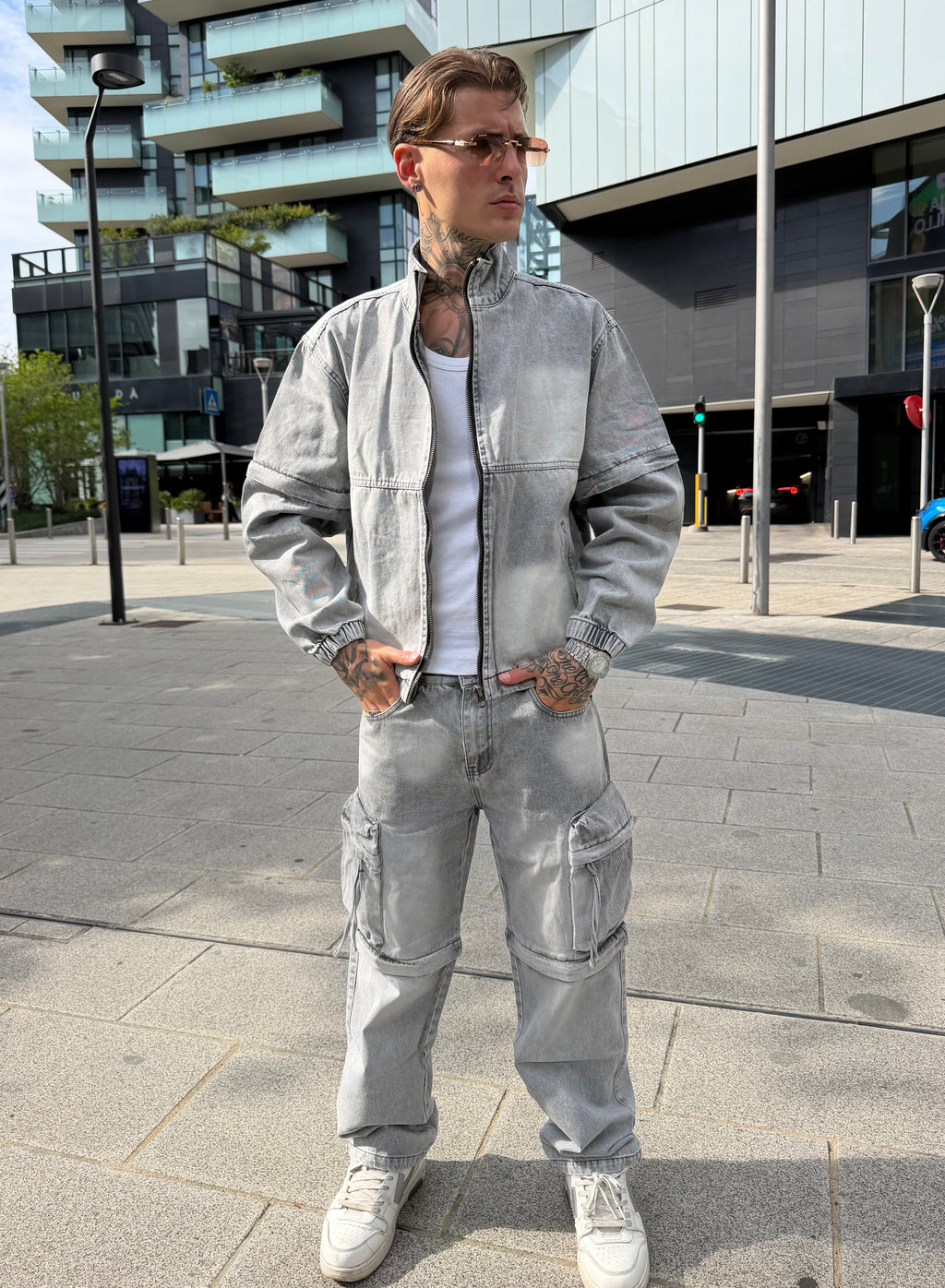 Coordinato Cargo Jeans - Grey
