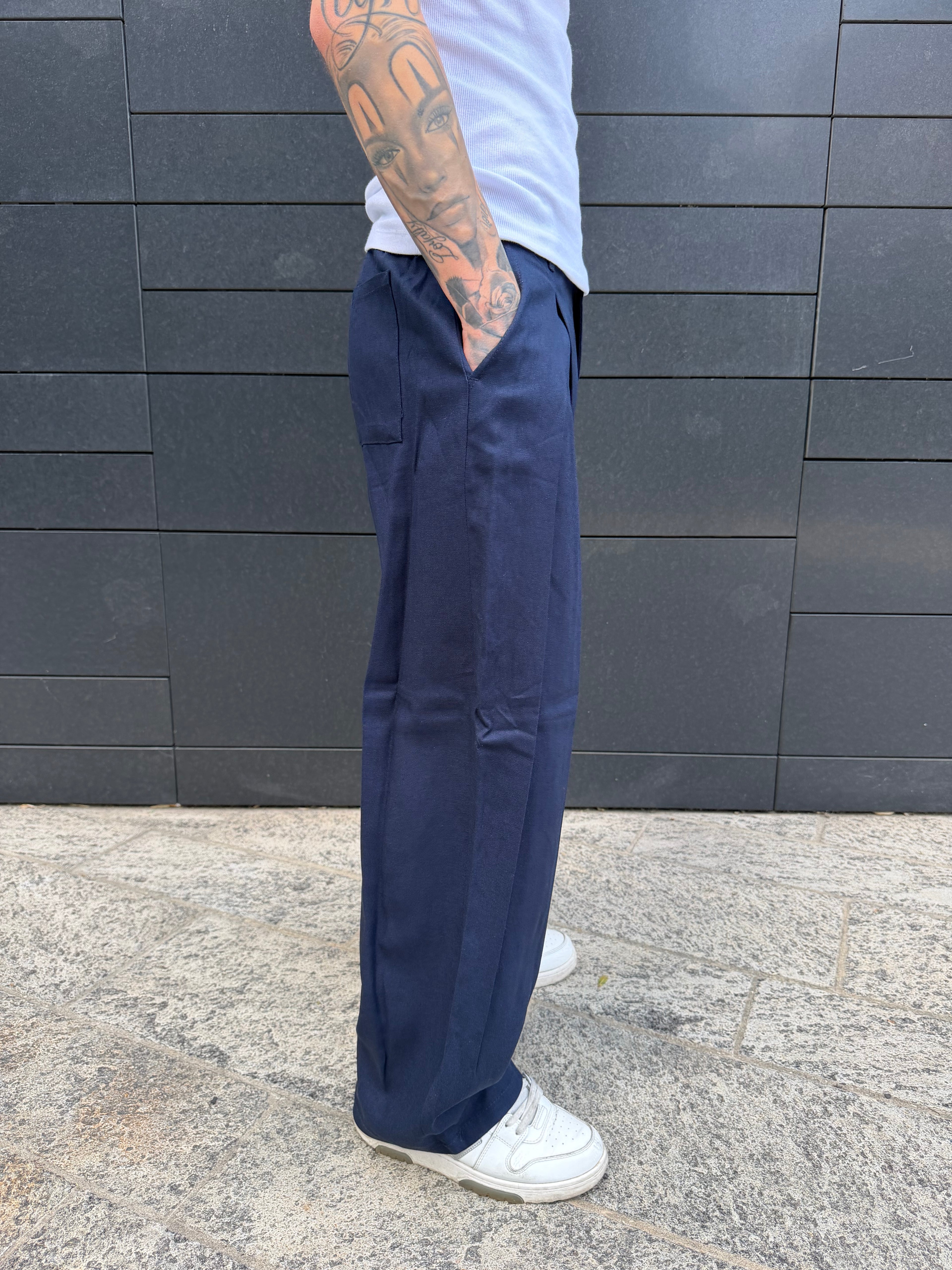 Pantalone Balloon lino - blue