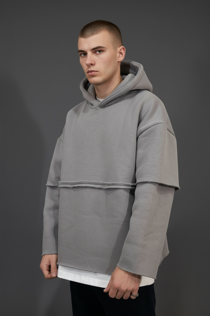 Hoodie Oversize "Double Layer" - Grey