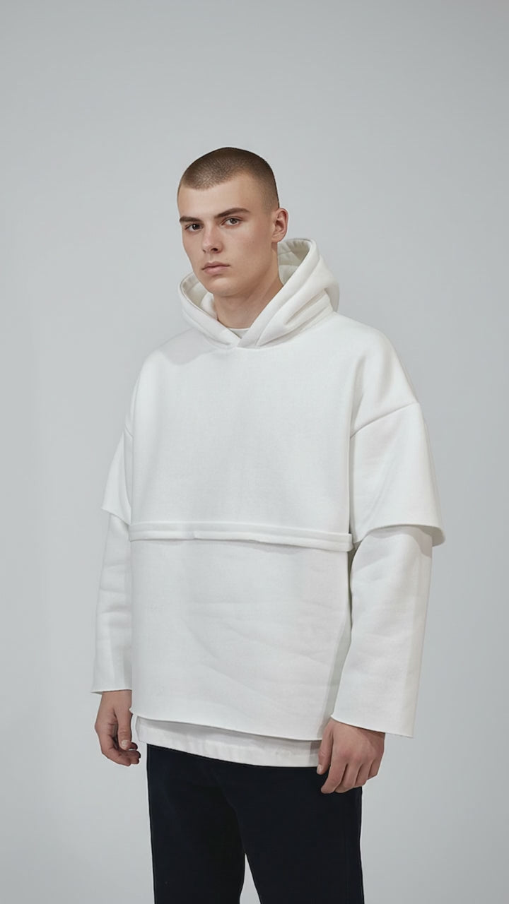 Hoodie Oversize "Double Layer" - White