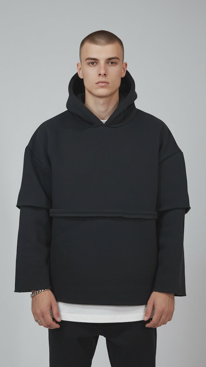 Hoodie Oversize "Double Layer" - Black